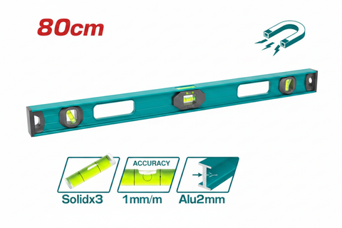 TMT28026 80cm Aluminum Magnetic Spirit Level with 3 Vials, 1mm/m Accuracy – Buy in Karachi | Offers Wala