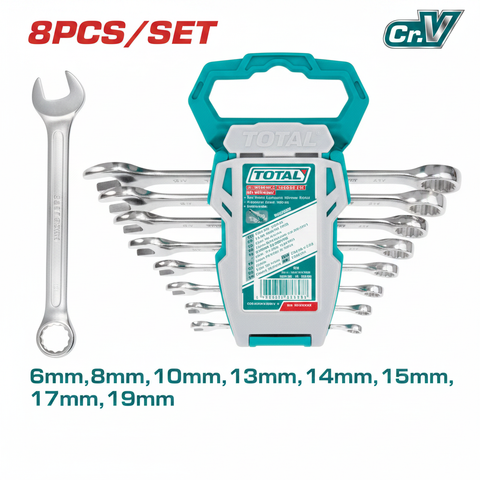 8Pcs Combination Spanner Set THT102286-I – 6mm to 19mm Chrome Vanadium Hand Tool Set | Buy in Karachi