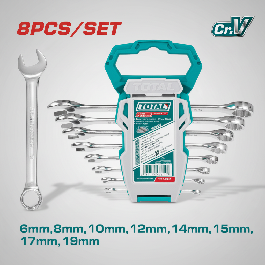 8Pcs Combination Spanner Set THT102286 – 6mm to 19mm Chrome Vanadium | Buy Hand Tools in Karachi