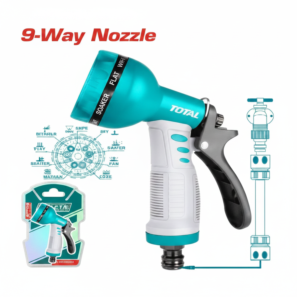 Plastic Trigger Garden Hose Nozzle 9 Spray Pattern THWS010901 in Karachi