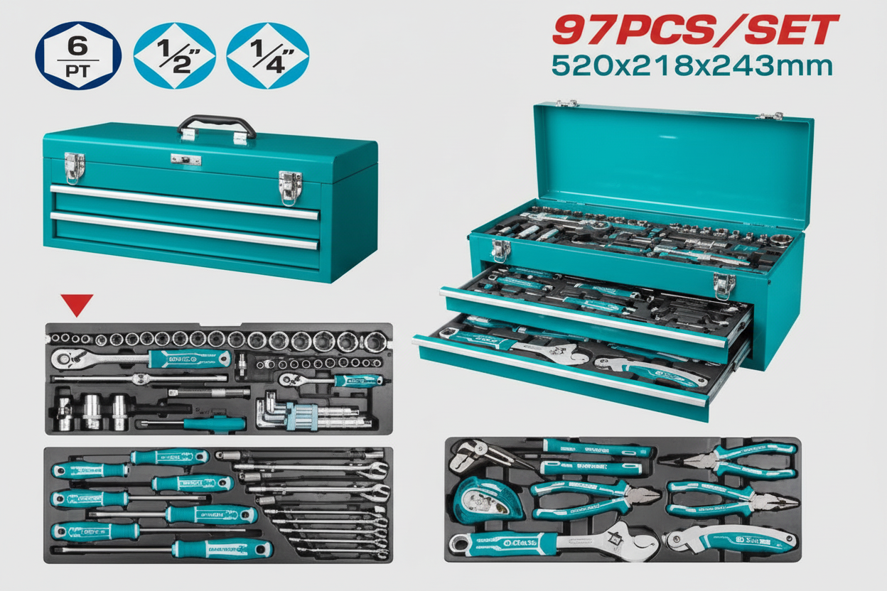 97 Pcs Professional Tool Chest Set with Steel Cabinet – Buy in Karachi | Offers Wala