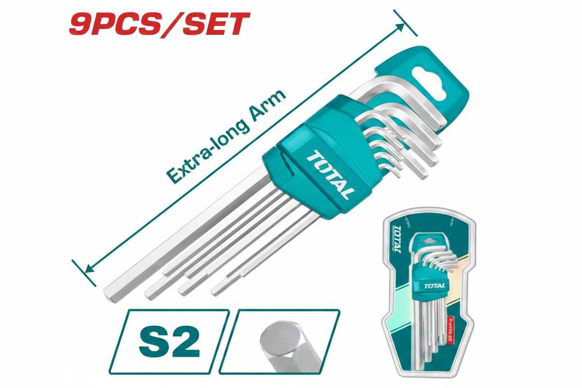 9Pcs Cr-V Hex Key Allen Wrench Set 1.5mm–10mm Extra Long Arm – Buy in Karachi