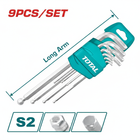 Ball Point Hex Key Set 9Pcs S2 Steel Long Arm THT106291 – Buy in Karachi | Best Price at Offers Wala