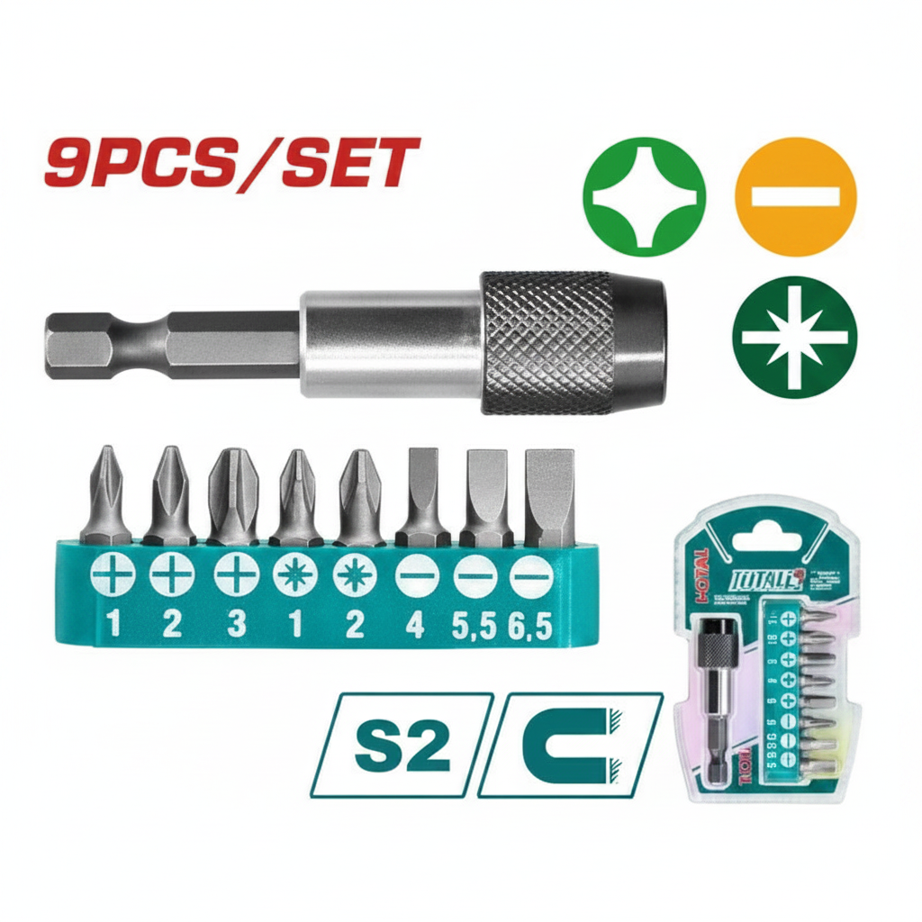 9 Pcs S2 Steel Screwdriver Bits Set TACSD3091 – Buy Online in Karachi Pakistan