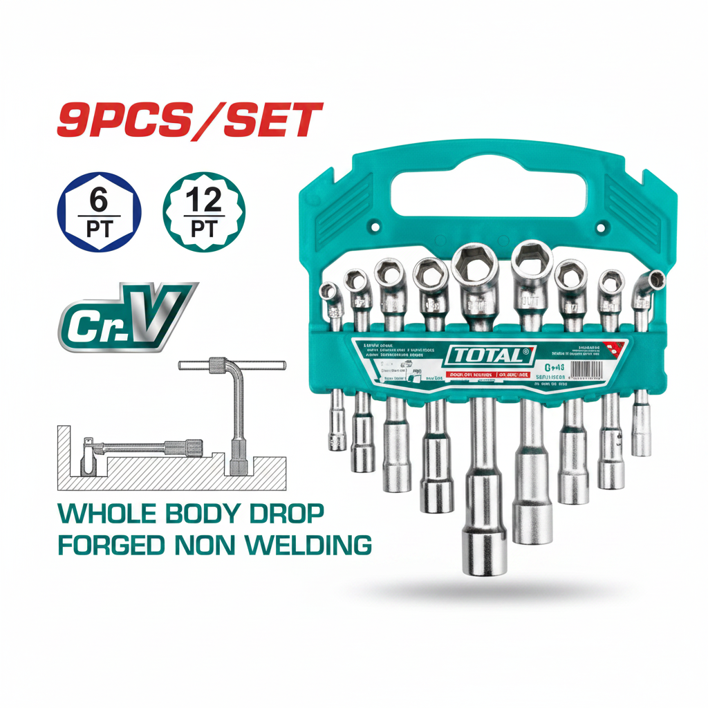 L-Angled 9Pcs Socket Wrench Set CR-V Steel – Buy in Karachi | Offers Wala