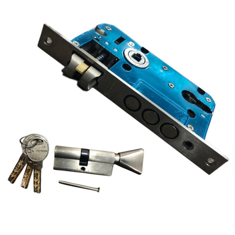 Verona Handle Lock 58214 Msn-Grey – Aluminum Lever Door Handle with 58mm Lock Body | Euro Cylinder | 3 Keys