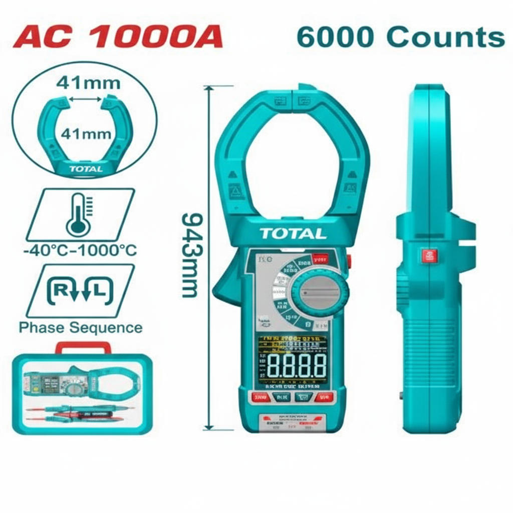 Digital AC Clamp Meter TMT7610001 – 1000A TRUE RMS 6000 Count Electrical Measuring Tool | Buy in Karachi