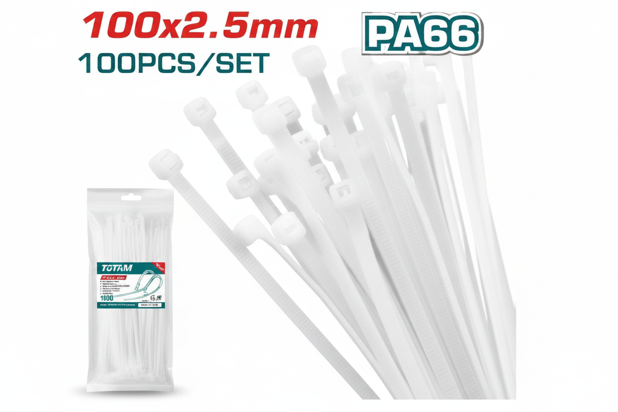 TOTAM White Nylon PA66 Cable Ties 100x2.5mm 100pcs/Set – Buy Cable Ties in Karachi