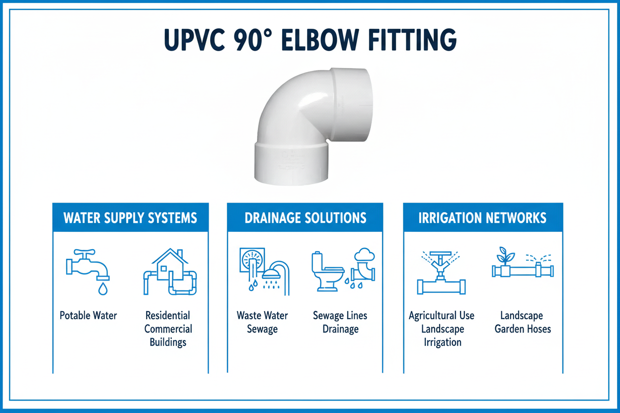 UPVC Elbow 90° Applications - Water Supply, Drainage, Irrigation Systems