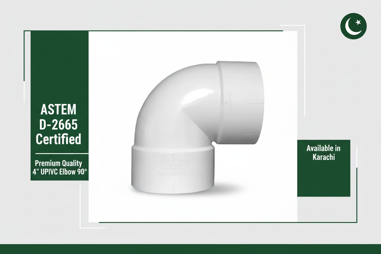 ASTM D-2665 Certified - Premium Quality 4" UPVC Elbow 90° Available in Karachi