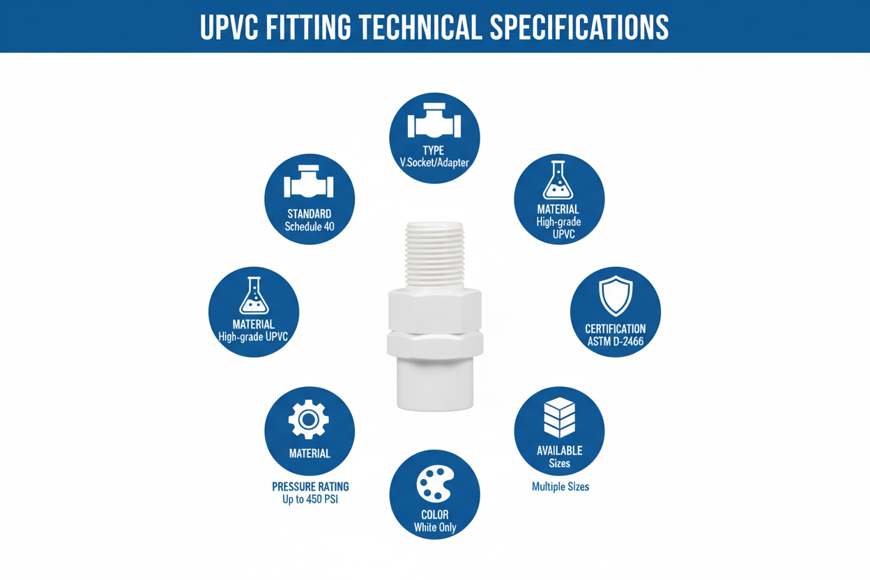 UPVC V.Socket/Adapter Technical Specifications - Schedule 40, ASTM D-2466