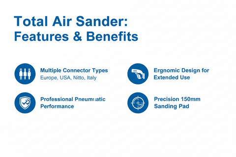 Total Air Sander Features - Multiple Connector Types, Professional Performance
