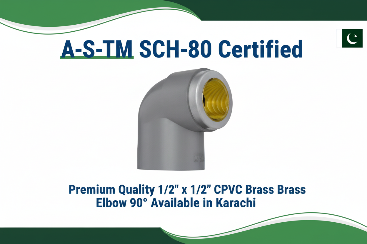ASTM SCH-80 Certified - Premium Quality 1/2" x 1/2" CPVC Brass Elbow 90° Available in Karachi
