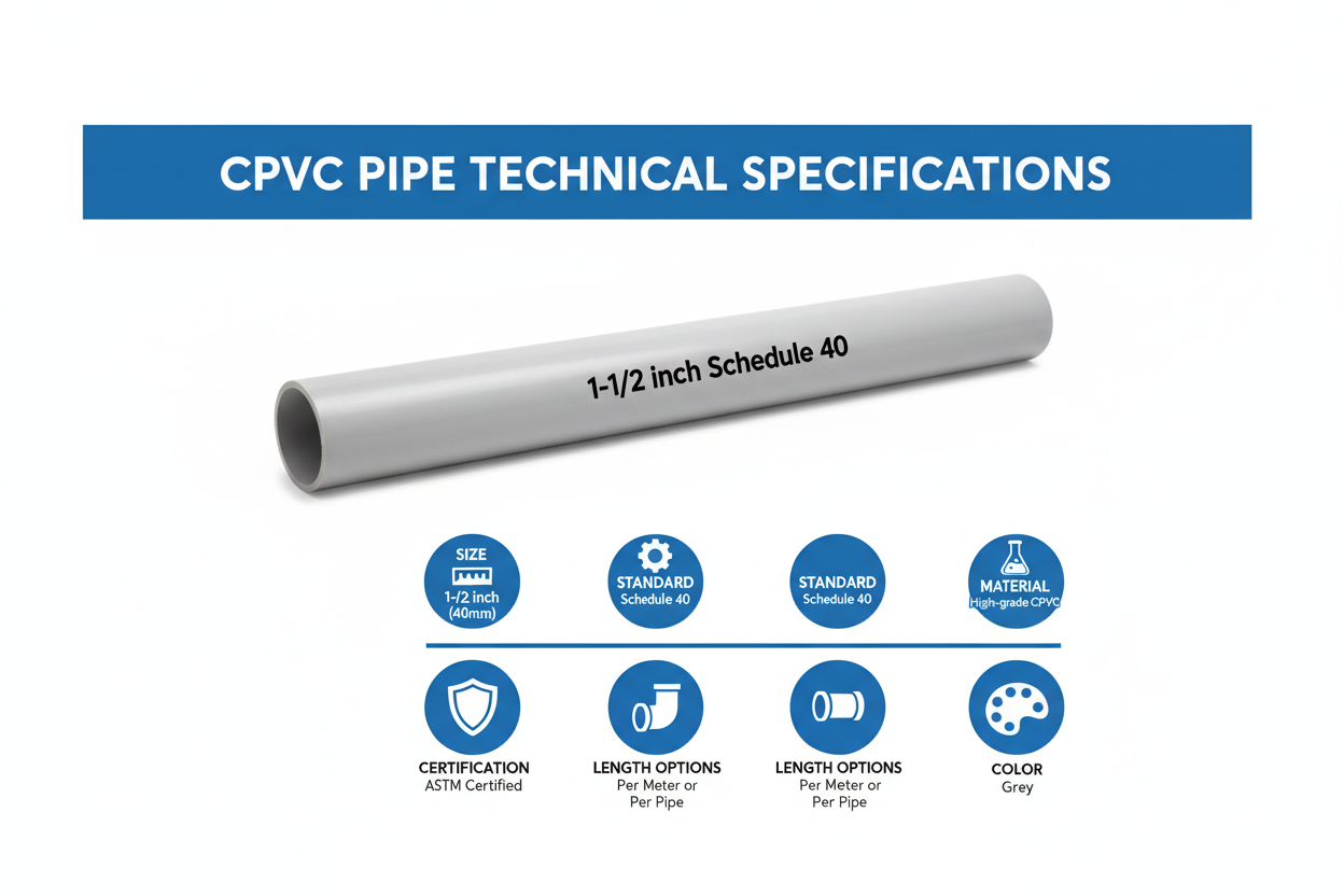 1-1/2 inch CPVC Schedule 40 Technical Specifications
