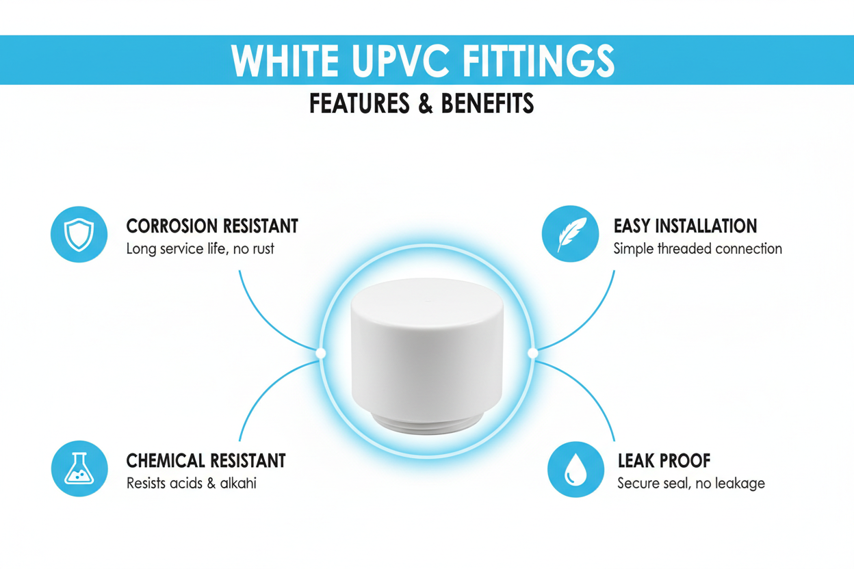 White UPVC End Cap Features - Corrosion Resistant, Easy Installation, Chemical Resistant, Leak Proof