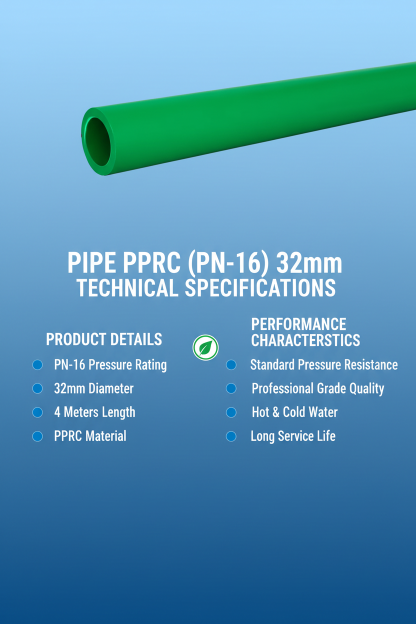 Pipe PPRC PN-16 32mm Technical Specifications