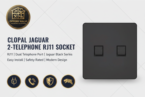 Clopal Jaguar Black 2-Telephone RJ11 – Hero Banner A+ Image