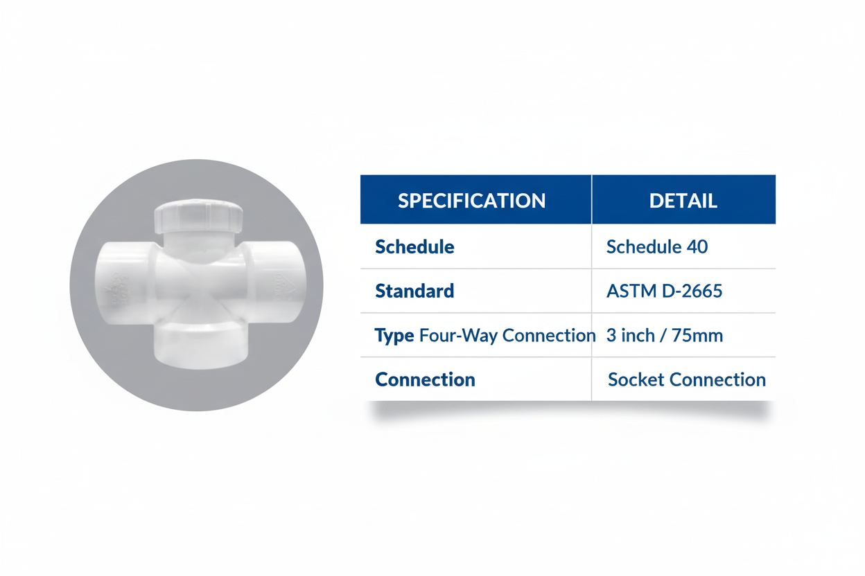 UPVC P-Tee Technical Specifications - Schedule 40, ASTM D-2665