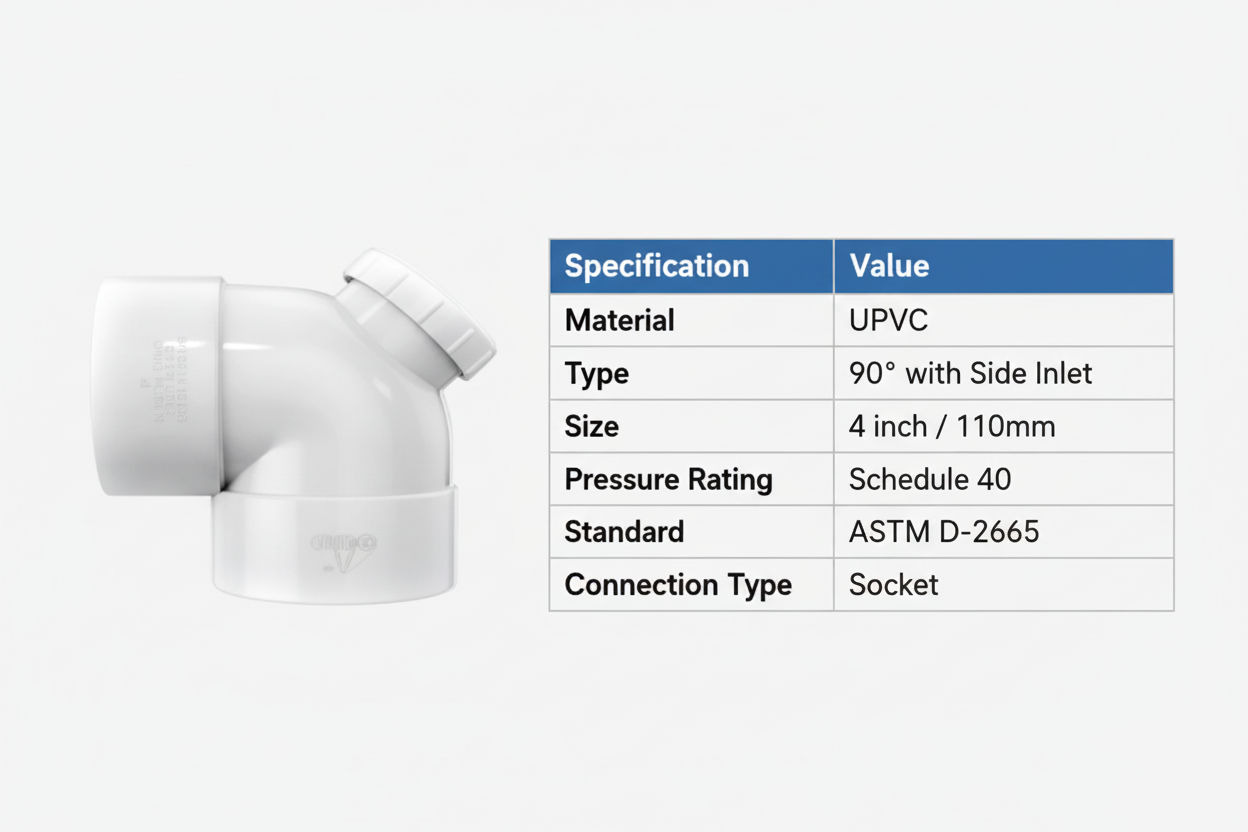 UPVC P-Elbow Technical Specifications - Schedule 40, ASTM D-2665