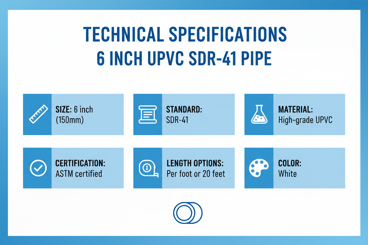 6 inch UPVC SDR-41 Technical Specifications