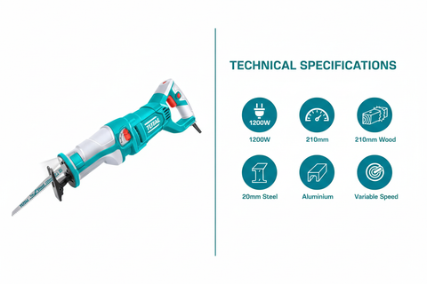 Total TS1001201 Technical Specifications - 1200W Power, Variable Speed, 4-Step Pendulum