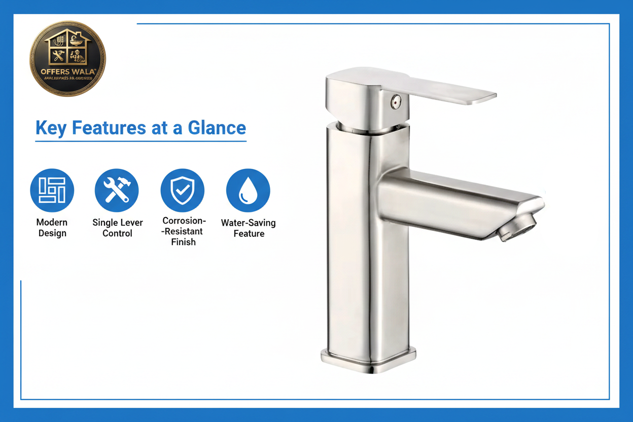 Square Basin Mixer Key Features - Brushed Nickel Single Lever