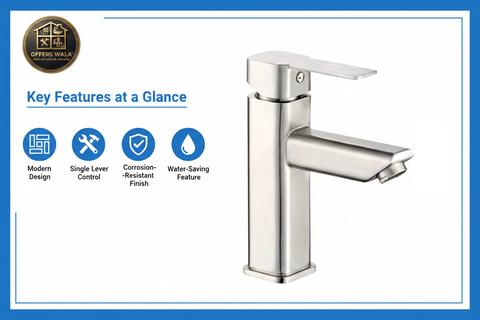 Square Basin Mixer Key Features - Brushed Nickel Single Lever