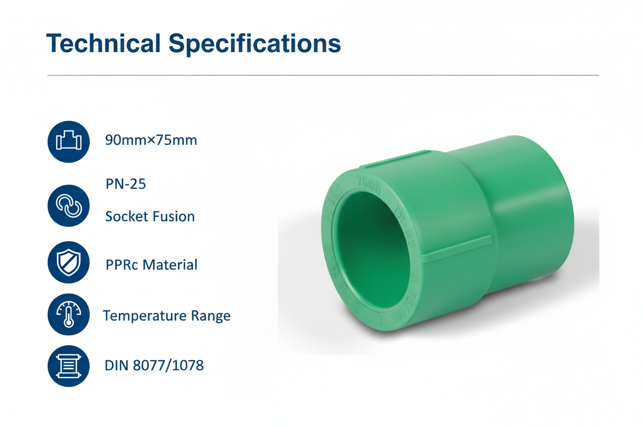 Technical specifications for reducing socket PPRc 90mm×75mm PN-25