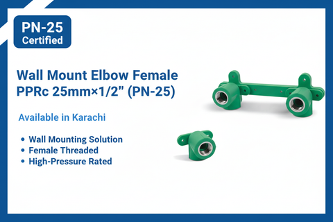 Wall Mount Elbow Female PPRc 25mm×1/2" PN-25 available in Karachi