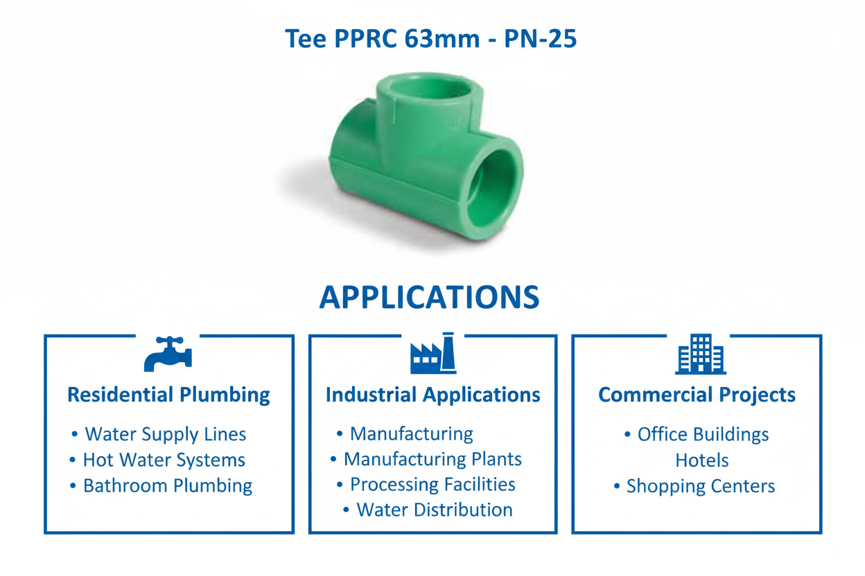 Tee PPRC PN-25 63mm Applications - Residential Industrial Commercial
