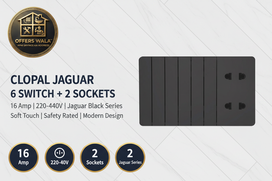 Clopal Jaguar Black 6+2 Sockets – Hero Banner A+ Image