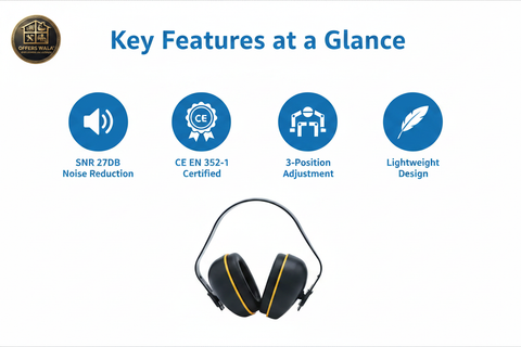 Safety Earmuff EM-103 Key Features - CE EN 352-1 Certified