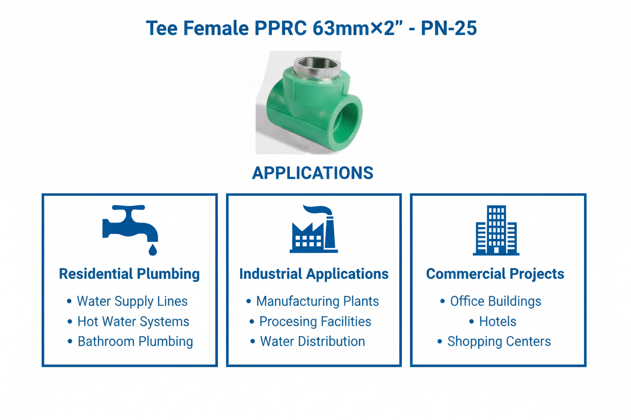 Tee Female PPRC PN-25 63mm×2 inch Applications