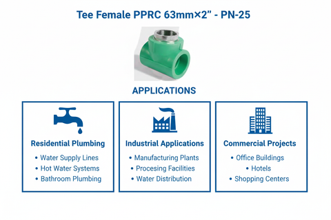 Tee Female PPRC PN-25 63mm×2 inch Applications