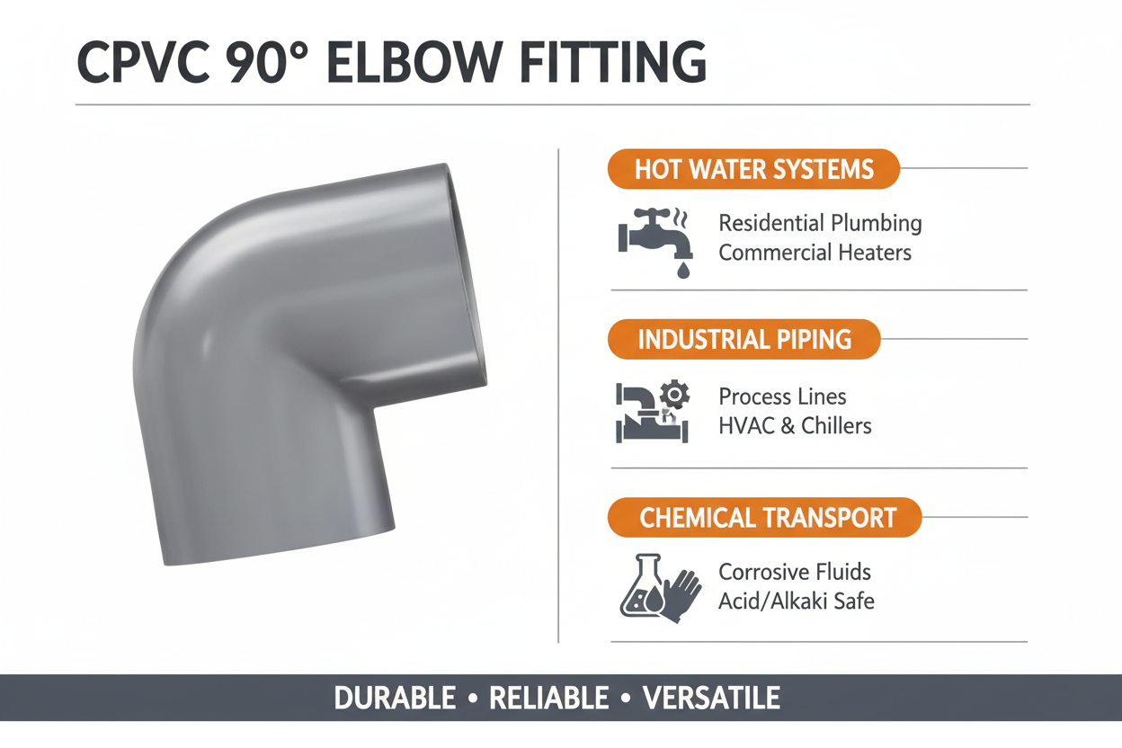 CPVC Elbow 90 Applications - Hot Water Systems, Industrial Piping, Chemical Transport