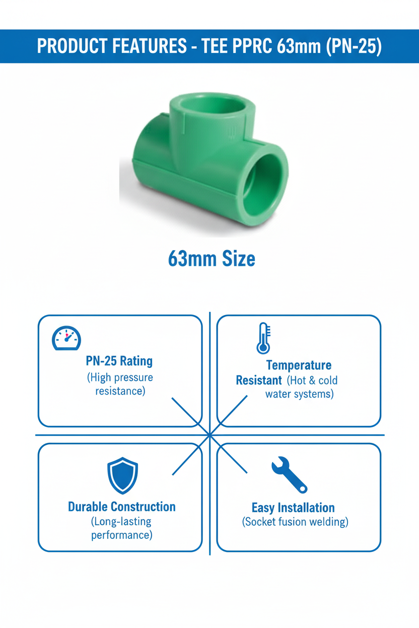 Tee PPRC PN-25 63mm Product Features