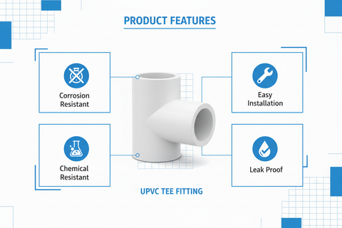 White UPVC Tee Features - Corrosion Resistant, Easy Installation, Chemical Resistant, Leak Proof