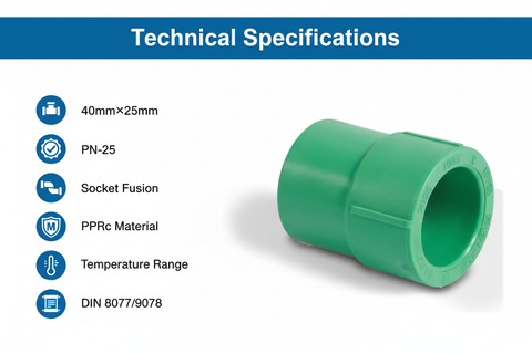 Technical specifications for reducing socket PPRc 40mm×25mm PN-25