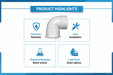 White UPVC Elbow 90° Features - Corrosion Resistant, Easy Installation, Chemical Resistant, Leak Proof