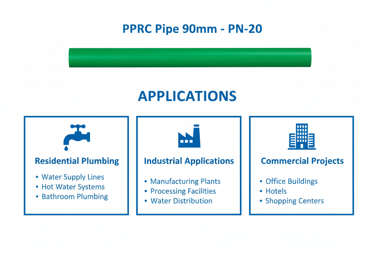 Pipe PPRC PN-20 90mm Applications - Residential Industrial Commercial