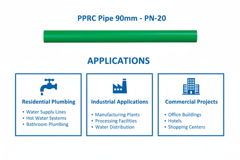 Pipe PPRC PN-20 90mm Applications - Residential Industrial Commercial