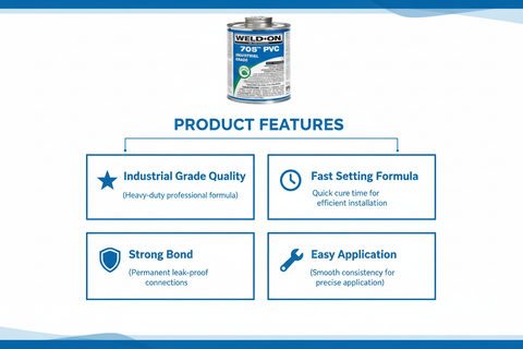 Product features - Industrial Grade Quality, Fast Setting, Strong Bond, Easy Application