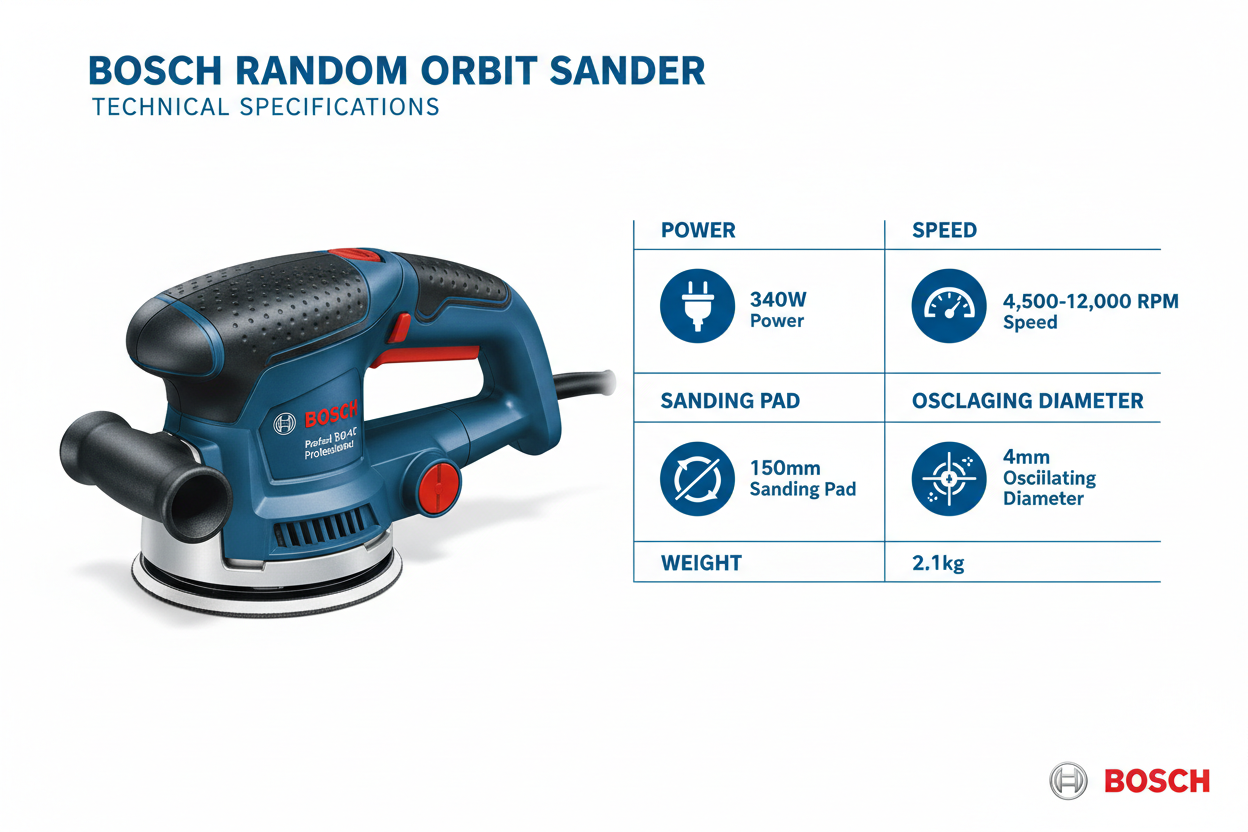 Bosch Sander Specifications - 340W, Variable Speed
