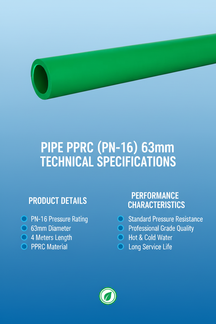 Pipe PPRC PN-16 63mm Technical Specifications