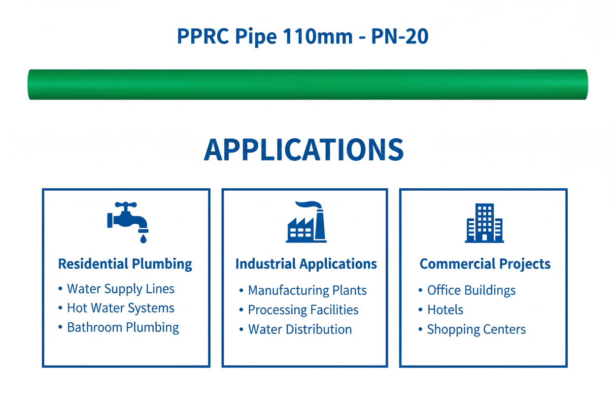 Pipe PPRC PN-20 110mm Applications - Residential Industrial Commercial