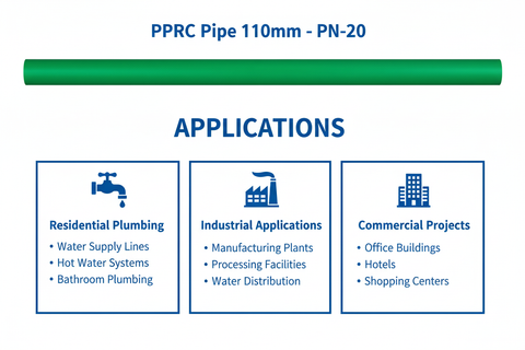 Pipe PPRC PN-20 110mm Applications - Residential Industrial Commercial