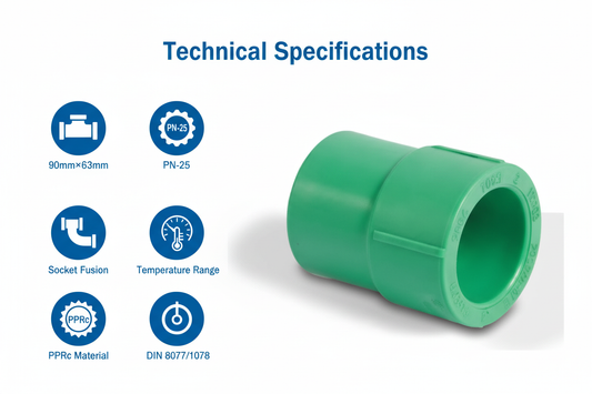 Technical specifications for reducing socket PPRc 90mm×63mm PN-25