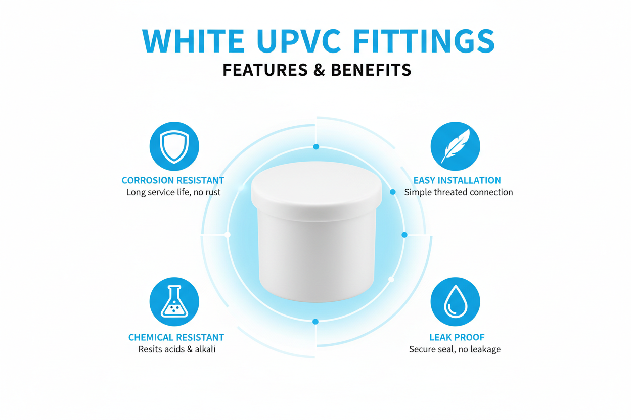 White UPVC End Cap Features - Corrosion Resistant, Easy Installation, Chemical Resistant, Leak Proof
