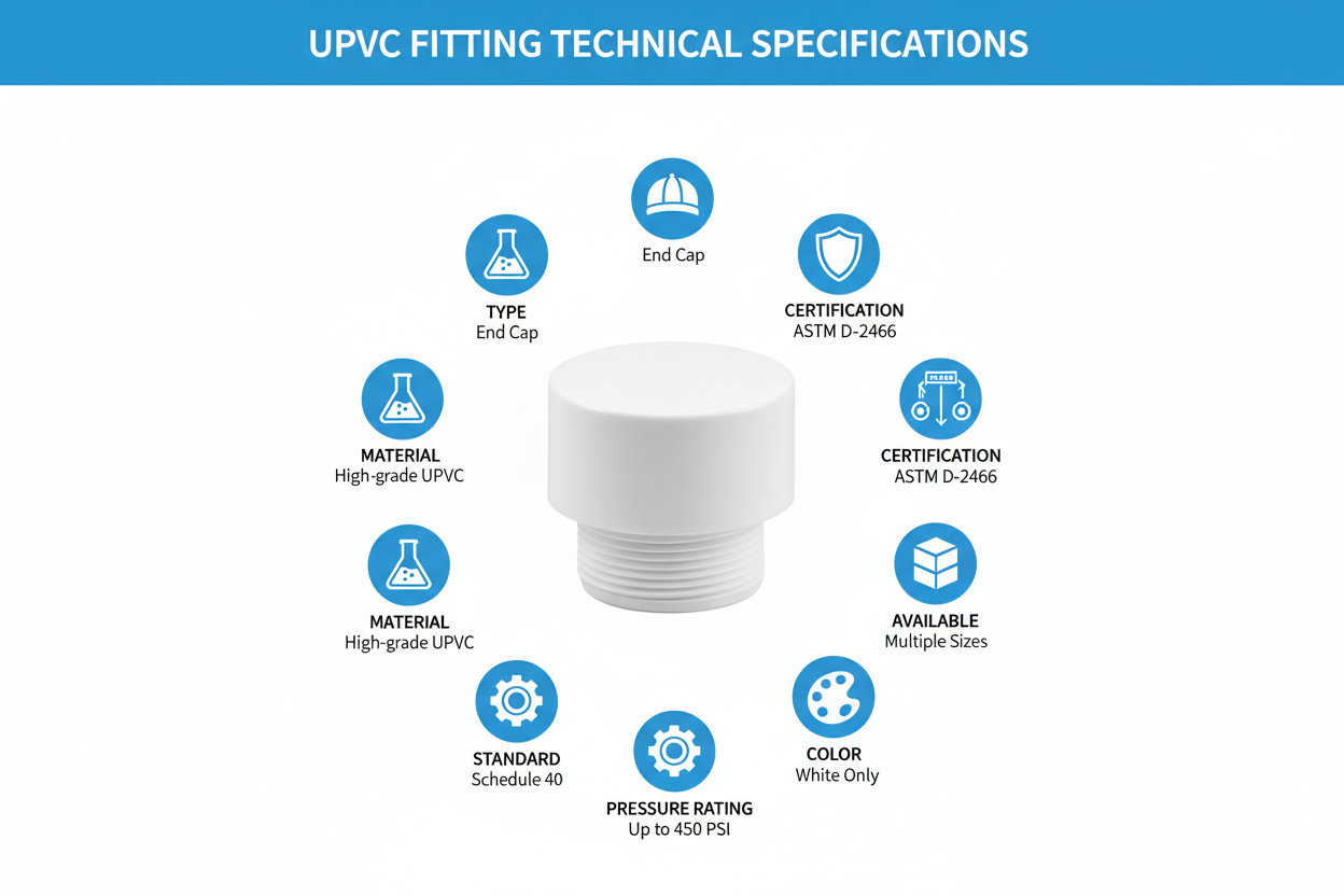 UPVC End Cap Technical Specifications - Schedule 40, ASTM D-2466