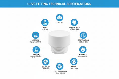 UPVC End Cap Technical Specifications - Schedule 40, ASTM D-2466